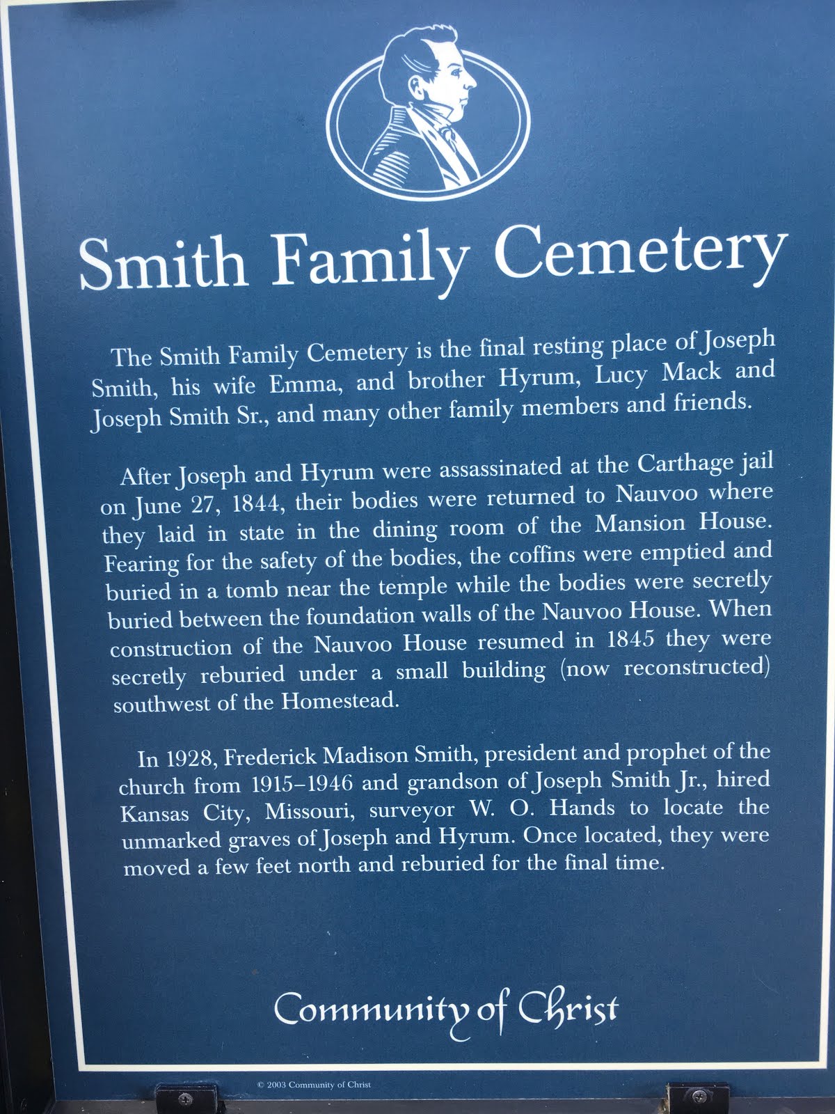 Elder and Sister Owens in Nauvoo Joseph Smith and Hyrum Smith 175th Anniversary of their deaths