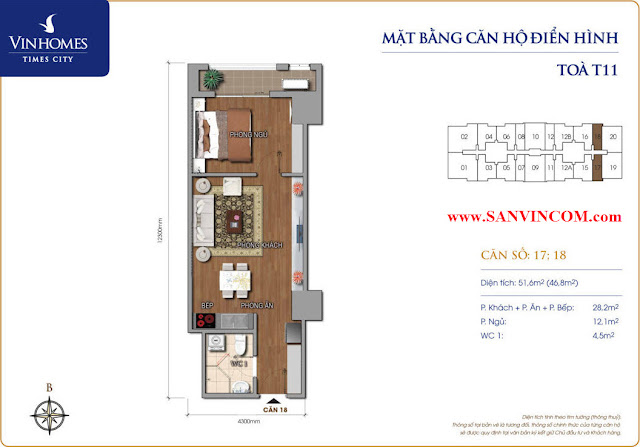 chung cư Times city 53m2, chung cư times city t11, chinh chu chung cư Times city