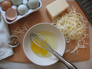 Setting up the eggs for the Irish Cheese Toasties