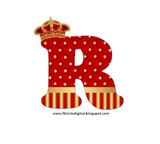 Abecedario Realeza con Corona Rojo y Dorado. Red and Gold Free Printable Alphabet with Crowns.