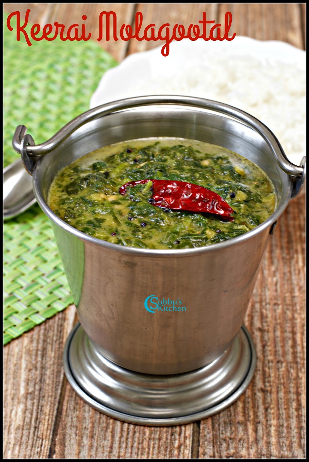 Keerai Molagootal Recipe Spinach Lentil Curry Recipe Subbus Kitchen