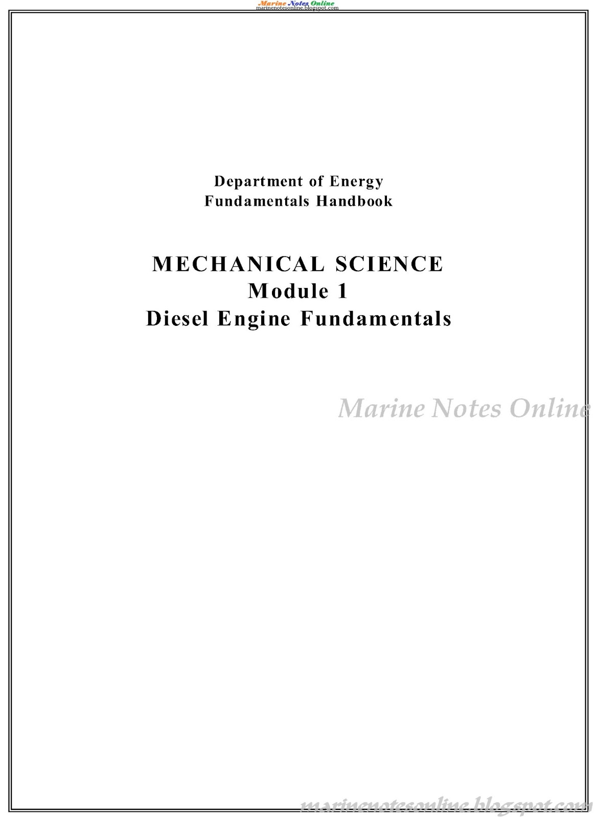 Diesel Engine Fundamentals Marine Notes