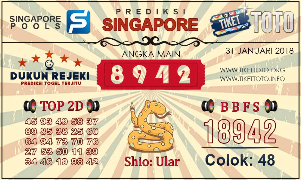 Prediksi Togel SINGAPORE TIKETTOTO 31 JANUARI 2019
