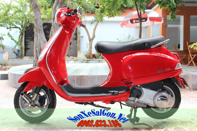 Sơn xe Vespa LX màu đỏ zin cực đẹp