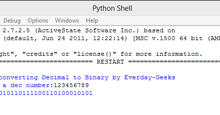 Python: Covert from Decimal to Binary ~ Everyday-Geeks