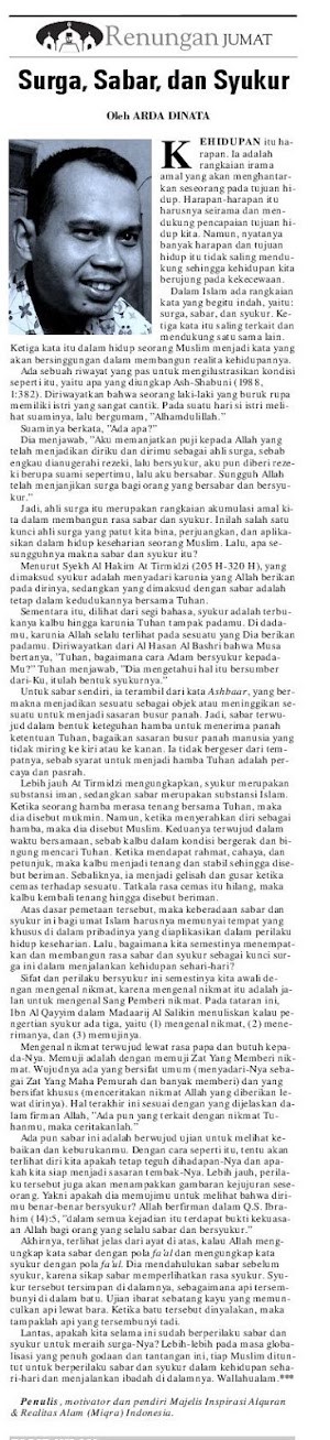 Surga, Sabar, dan Syukur*) Surga, Sabar, dan Syukur*)