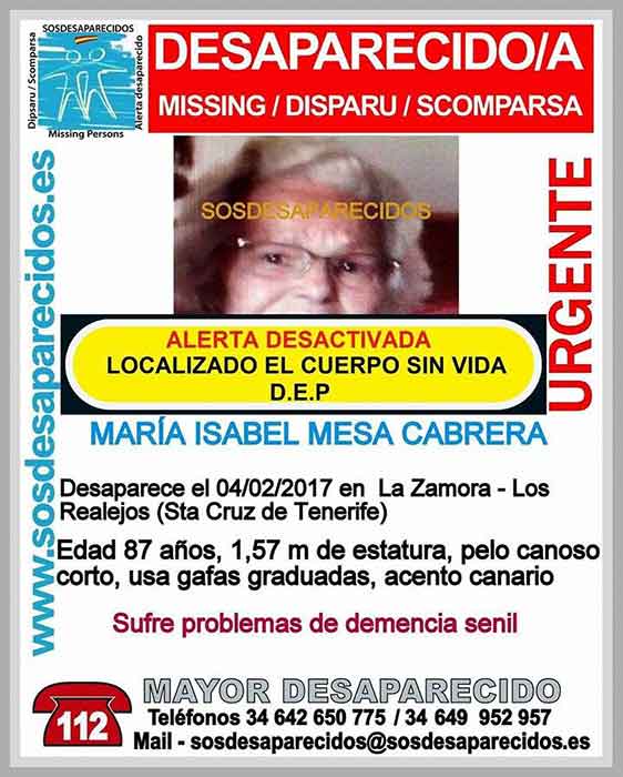 Encuentran sin vida mujer desaparecida en Los Realejos,Tenerife Encuentran sin vida mujer desaparecida en Los Realejos,Tenerife