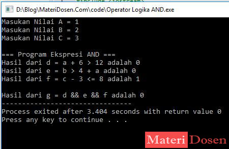 3 Macam Operator Logika C Lengkap Contoh Program Materi Dosen