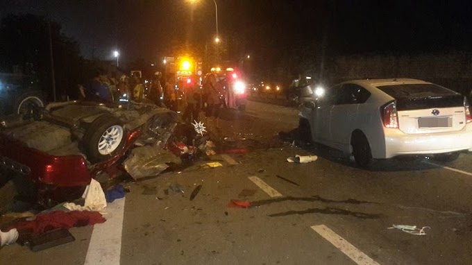 Kemalangan Ngeri Toyota Prius & Honda Civic Ferio di Jalan Likas