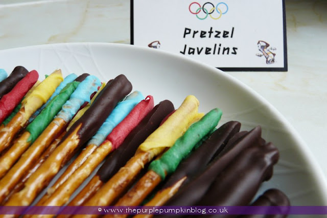 Pretzel Javelins for an #Olympics Party at The Purple Pumpkin Blog