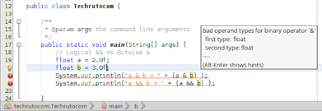 Operator & is defined only for Integer and Boolean values Operator & is defined only for Integer and Boolean values