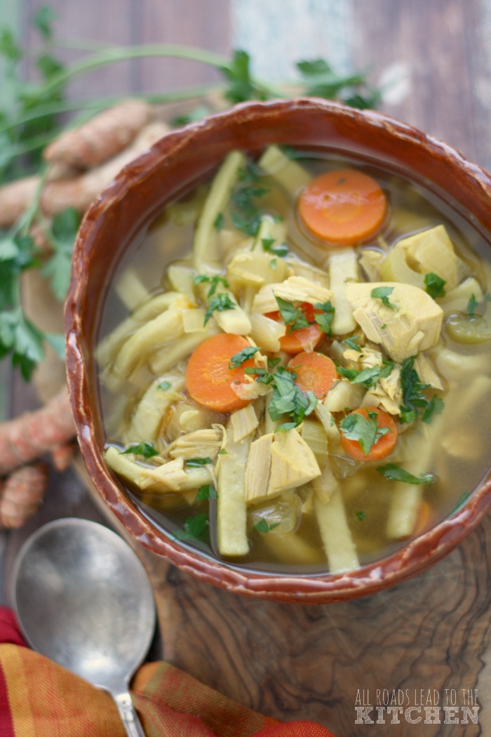 Slow Cooker Turmeric Turkey Noodle Soup All Roads Lead to the Kitchen