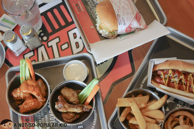 Wings, burgers and hotdogs in Fatburger