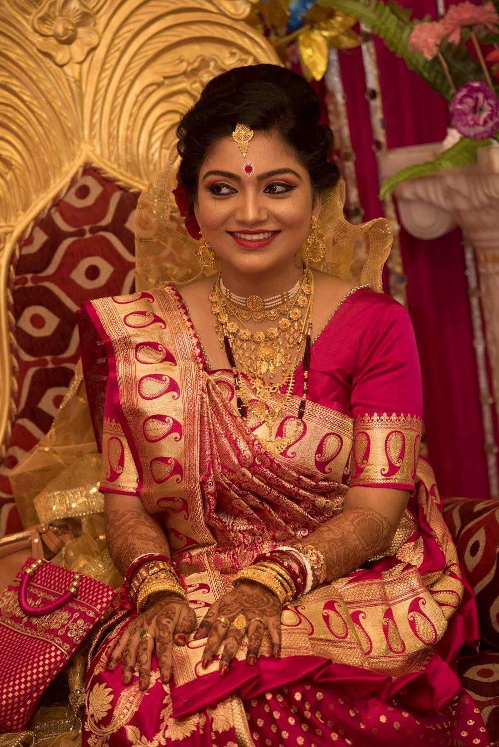 Gold Jewellery Bridal Wedding Bangla Necklace.