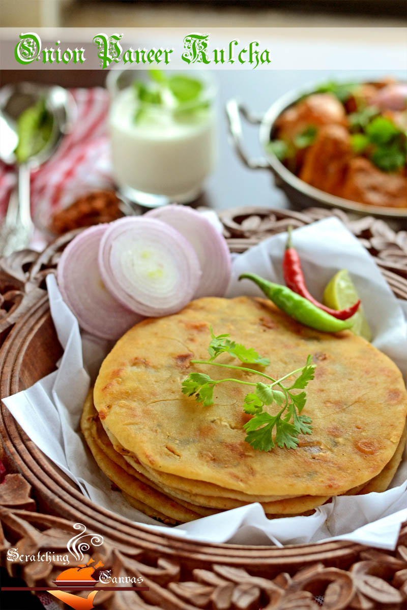 Onion Paneer Kulcha Stuffed Flat Bread (Yeast Free) Scratching Canvas