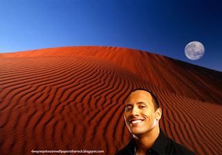 Desktop Wallpapers of Dwayne Johnson The Rock Smiling Actor in Red Moon Desert wallpaper