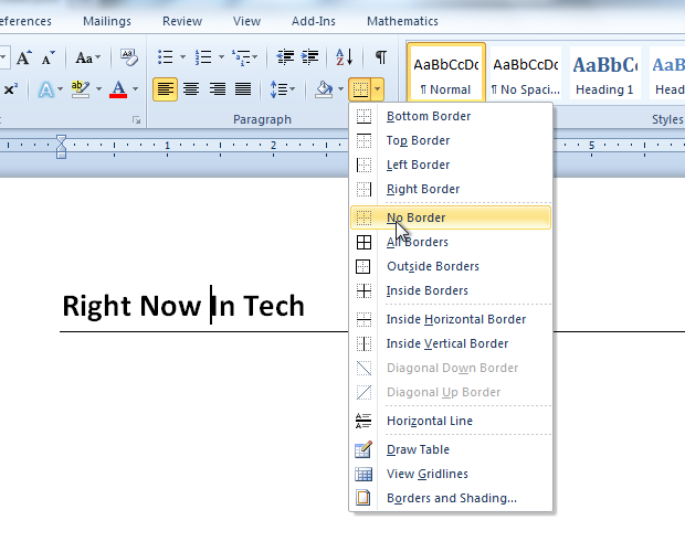 Rnit get rid of an annoying horizontal line in word