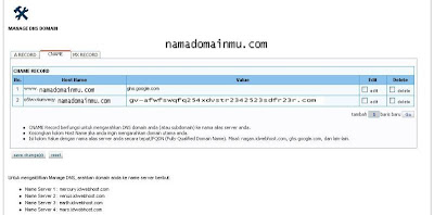 cara setting domain ke blogspot idwebhost