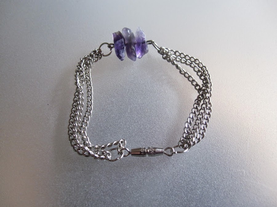 diy como hacer una pulsera con chips de piedra y cadenas