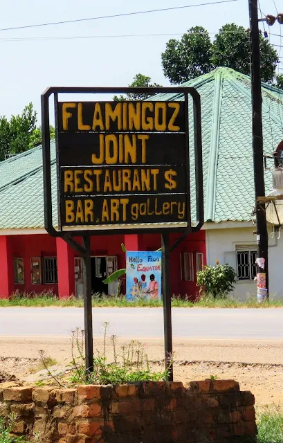 Flamingoz Joint sign on the equator in Uganda
