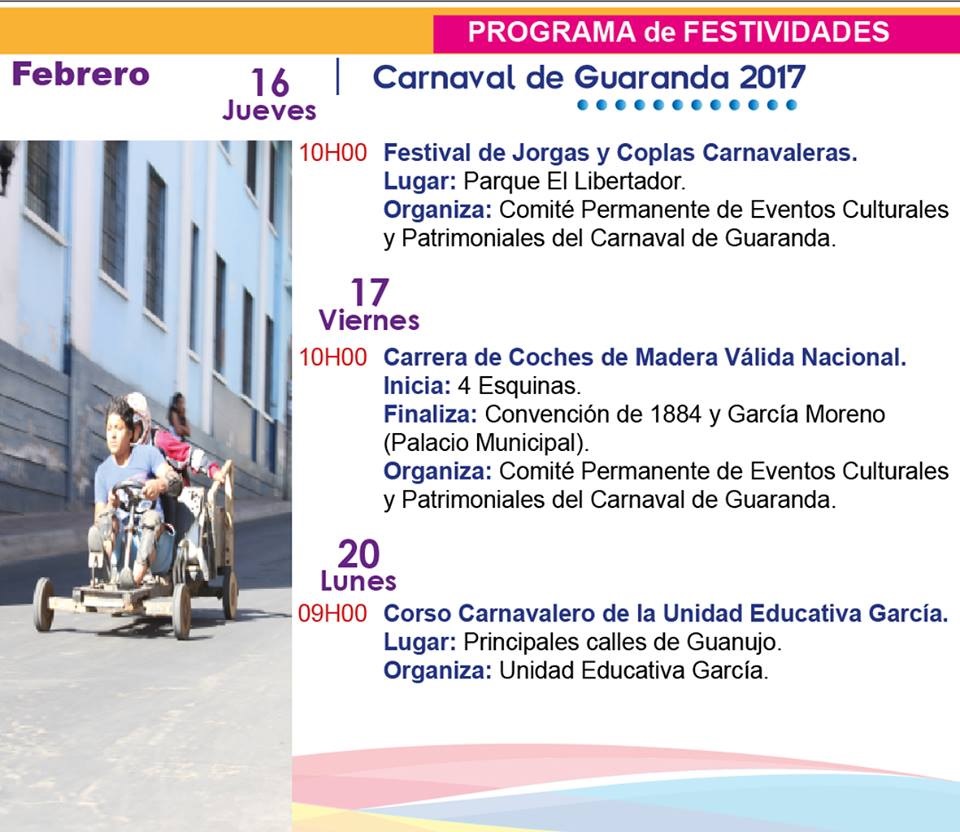 Programa completo Fiestas Carnaval de Guaranda 2017