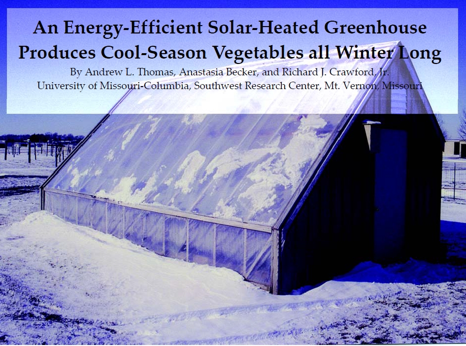 Diy Solar Heater For Greenhouse Bradford Research Center // Passive Solar Greenhouse / Small
