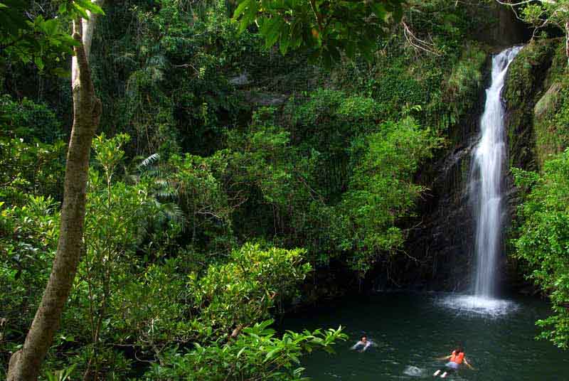 Ryukyu Life A September Scene at Tachigaa Waterfall in Okinawa, Japan