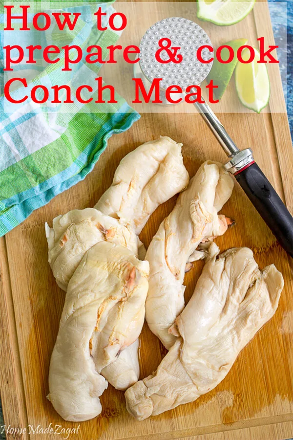 Preparing conch for curries, stews and frying