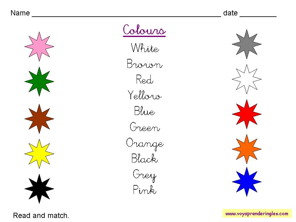 Actividad Escribe Los Nombres De Los Colores En Inglés