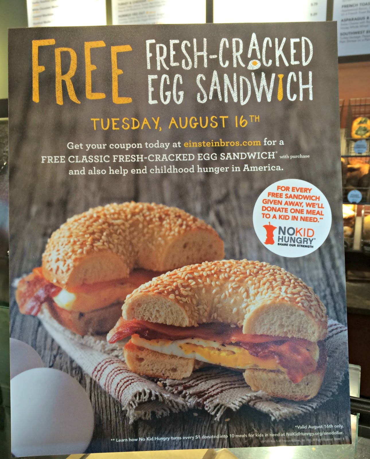 A GEEK DADDY Get Egged at Einstein Bros Bagels on August 16