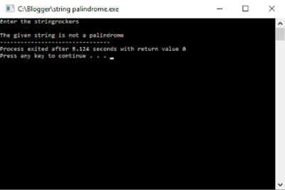 String paindrome C program output 1 C program String palindrome first output