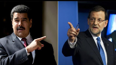 El mandatario de Venezuela (izqda), Nicolás Maduro y el presidente de Gobierno de España, Mariano Rajoy.