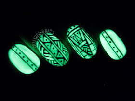 Glowing patterned gel nails by @chalkboardnails