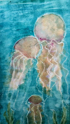 watercolor jellyfish qor modern hard paints mom wash paint resist had students intensity whoa artist