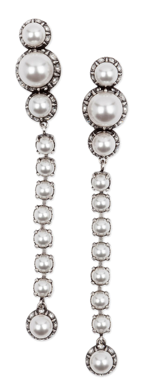 Lanvin Pearly Linear Drop Earrings, White