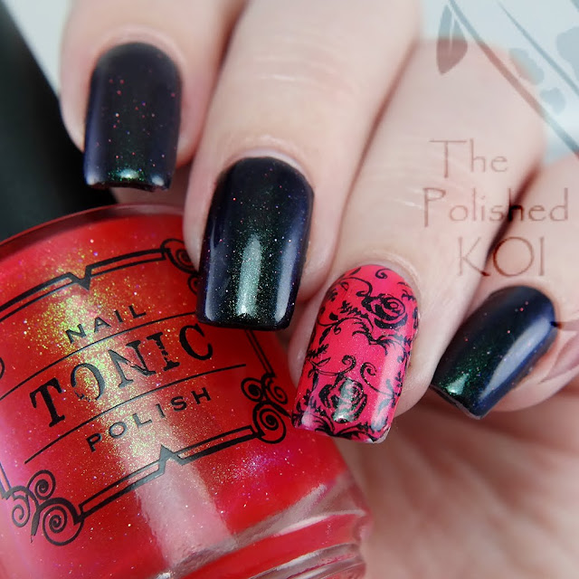 Tonic Polish Del-Ishus over black and white