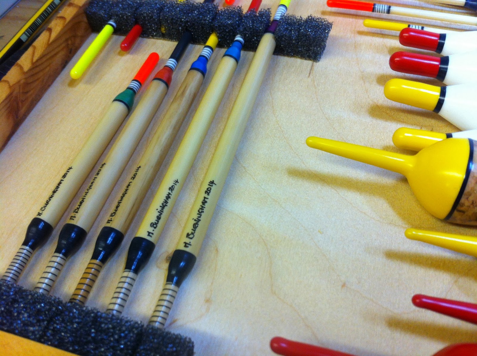 Handmade Fishing Floats by Mark Burningham. Box set of floats for both