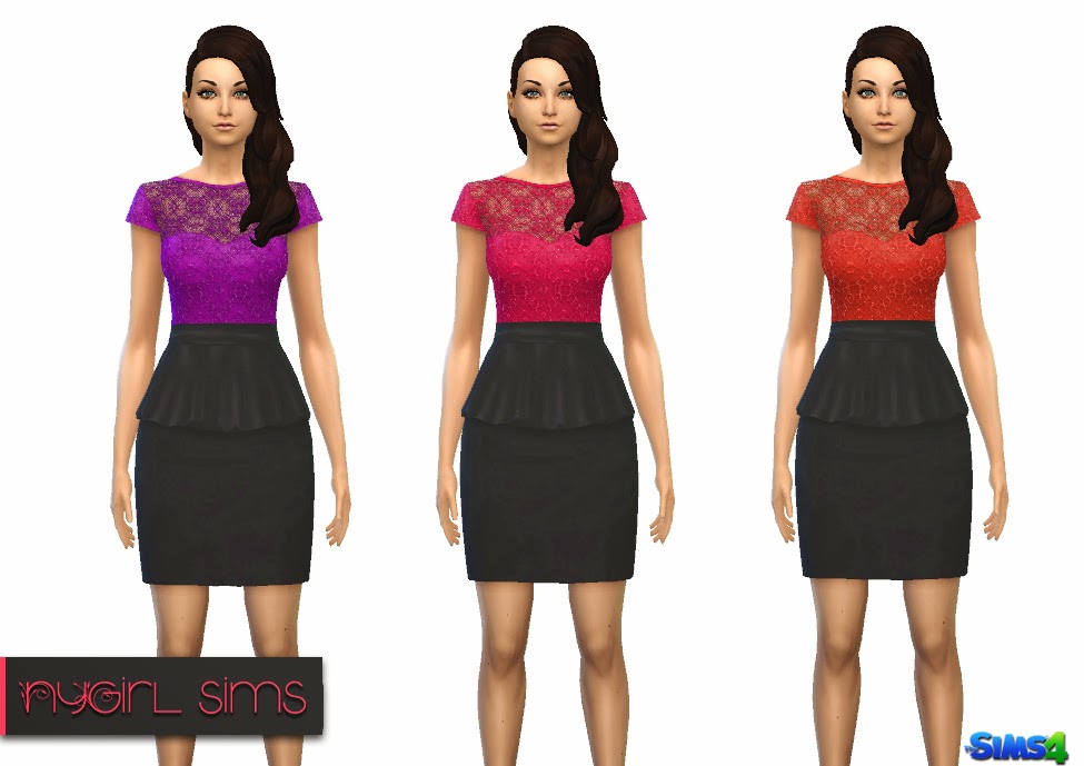 NyGirl Sims 4: Floral Lace Peplum Dress