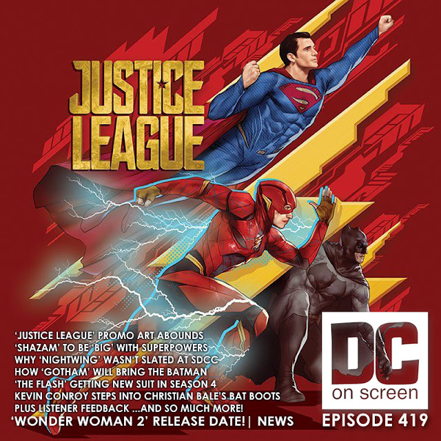 Superman, The Flash, and Batman save the day in Justice League promotional art.