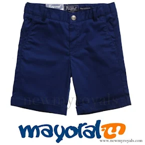 Prince George wore Mayoral Boys Blue Shorts and Belt Set