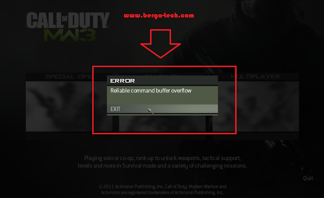 Cara Mengatasi "Error Reliable command buffer overflow" Pada Game Call of Duty: Modern Warfare 3