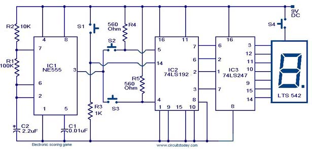 74LS192 counter based A simple scoring game circuit - Electronic