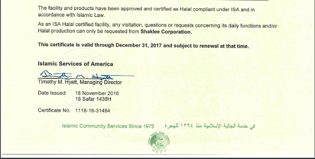 sijil halal shaklee 2017, shaklee halal