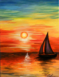 sunset acrylic painting paintings simple