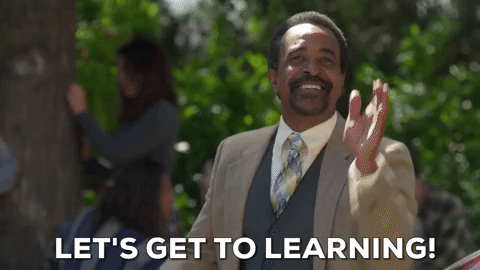 gif of a man saying 'let's get to learning!'