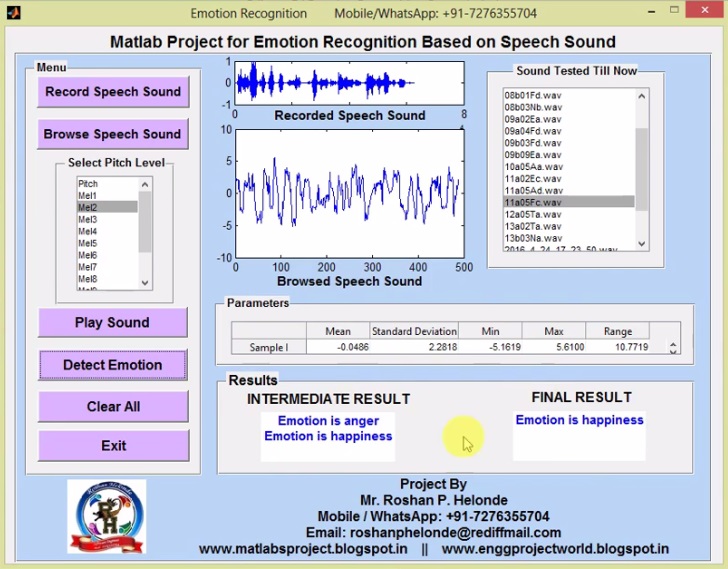 Matlab Project for Emotion Recognition Based on Speech Sound IEEE