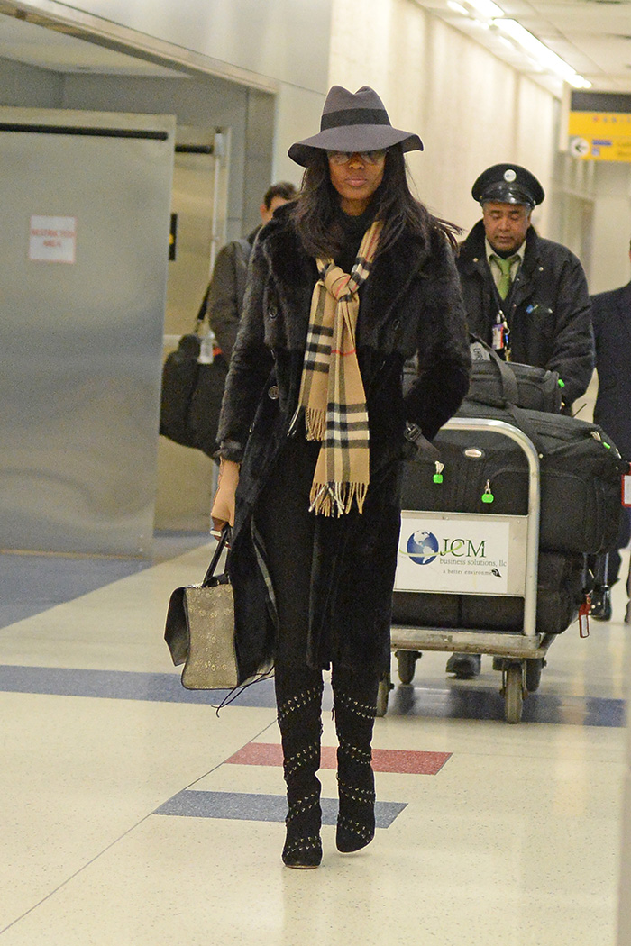 Naomi Campbell in a Burberry Scarf