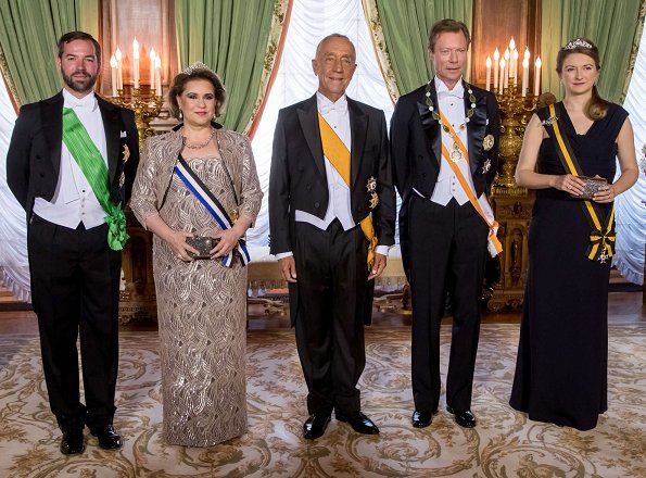 Grand Duke Henri, Duchess Maria Teresa, Prince Guillaume and Princess Stephanie attended the gala dinner at Grand Duke's Palace in Luxembourg