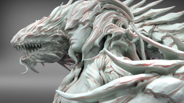 Keita Okada artstation arte esculturas modelos digitais 3D criaturas fantasia ficção científica