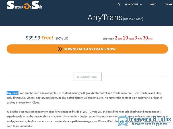 Offre promotionnelle : Anytrans 4.0 gratuit !